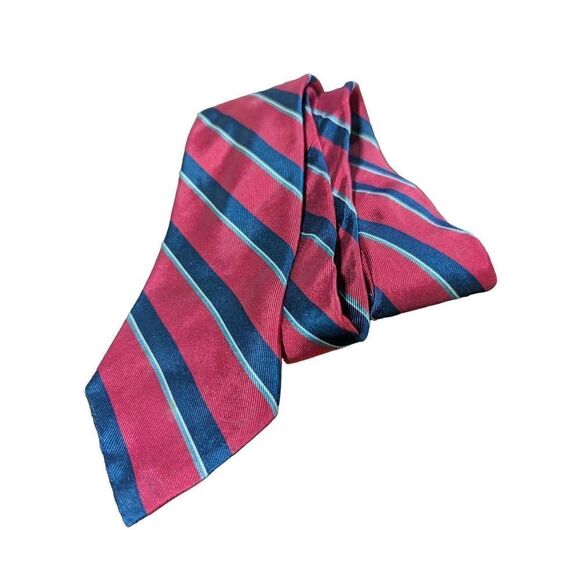 Christian Dior Men's Blue Red Striped Silk Neck Tie - Picture 1 of 6
